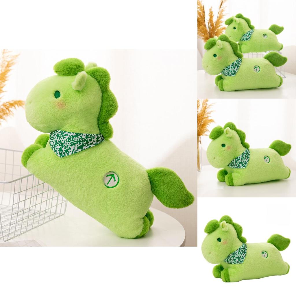 Green Horse Plush Toy With Mosaic Scarf Decor For Kids Bedroom Decor Gift For Children