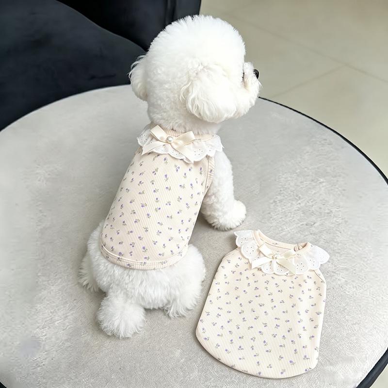 Dog Clothes Spring and Autumn Bigbear Kitten Muppet Pomeranian Teddy Small Dog Sherina Bow Pet Vest