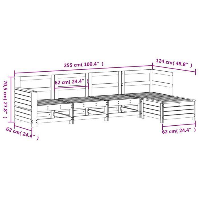 VidaXL Salon de jardin 5 pcs blanc bois massif de pin 3250829