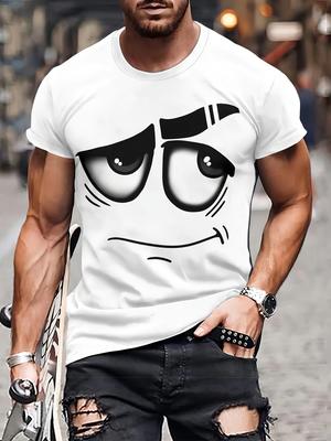 Stilvolles Herren 3D-Druck Grafik Rundhals T-Shirt Atmungsaktives Freizeit-T-Shirt