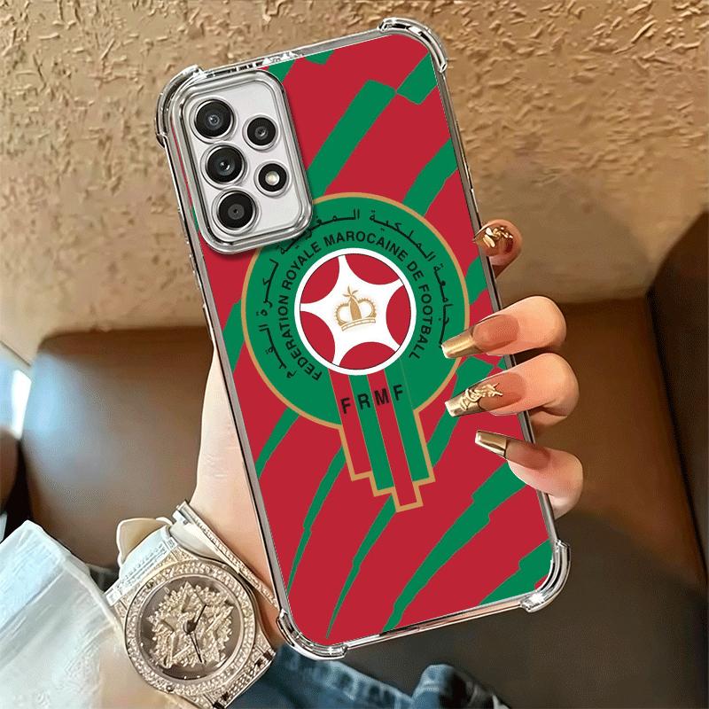 Morocco Flag Plating Phone Case For Samsung A17 A07 A37 A57 A16 A56 A15 A55 A14 A54 A13 A53 A26 A36 A25 A35 A24 A34 A23 A33