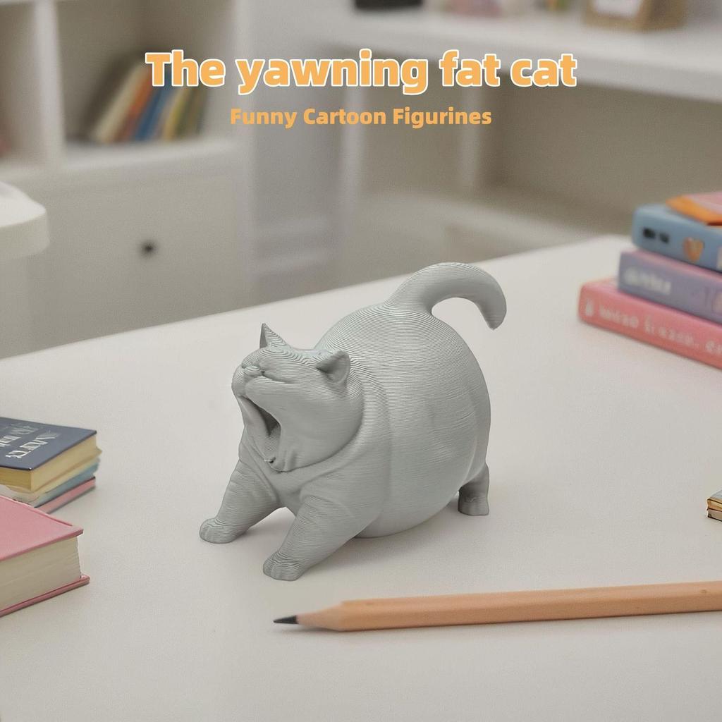 Yawning Cat 3D Figurine - Cute & Trendy Ornament