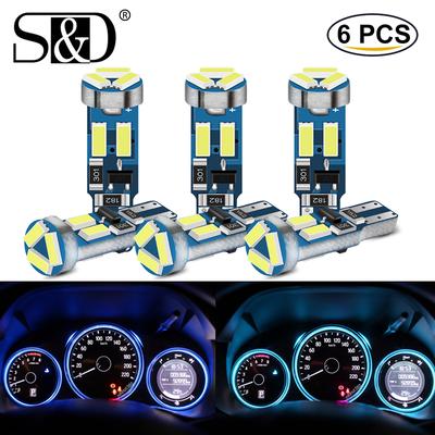 6Pcs T5 Led-lampe W3W W 1,2 W Led Canbus Auto Innen Lichter Dashboard erwärmung anzeige Keil Auto instrument Lampe 12V