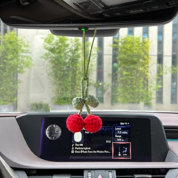 Cute Cherry Decors Keychains Decoration Charming Cherry Design Hanging Pendant Handmade Ornament for Car Mirror and Keys
