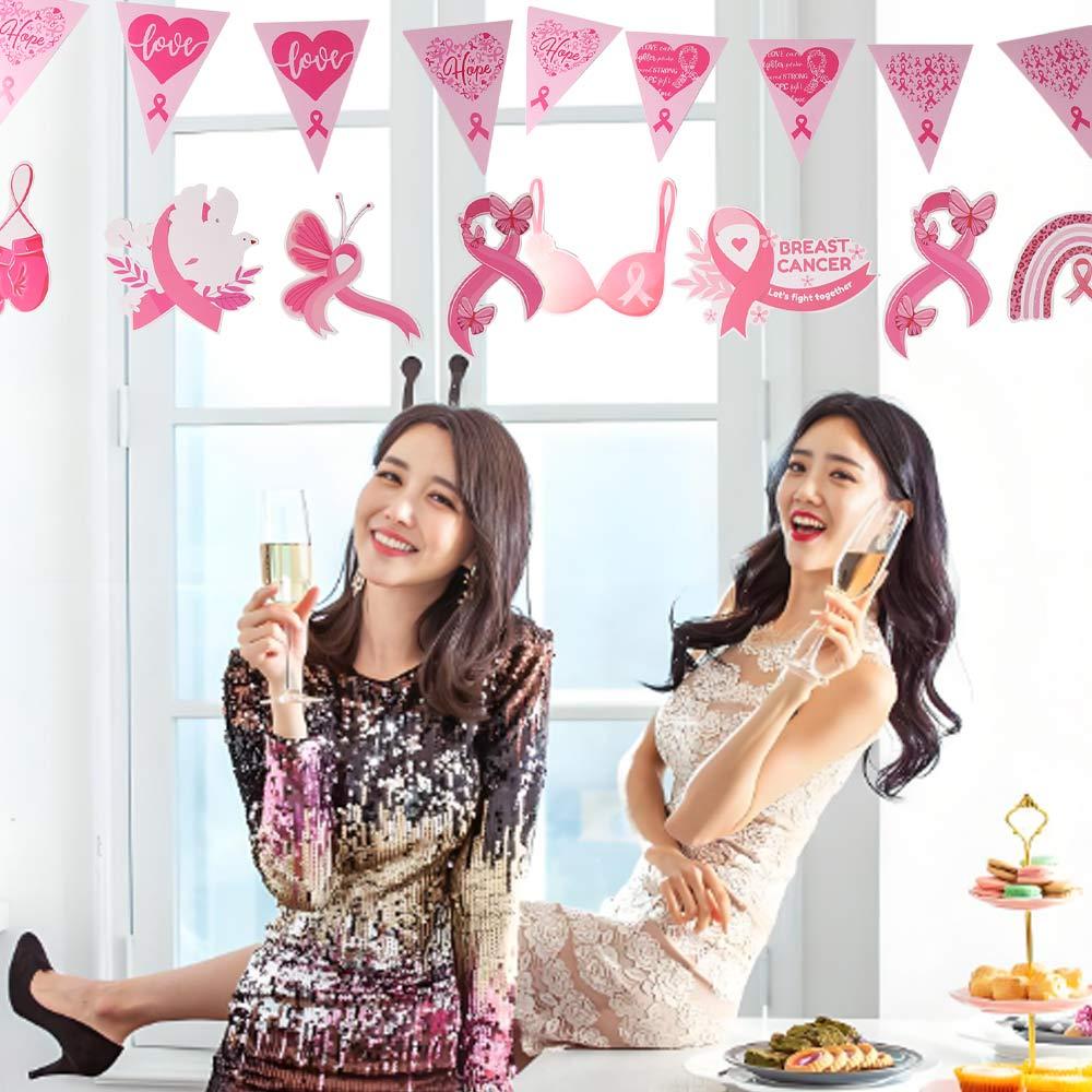 Paper Breast Cancer Backdrop Banner Single Side Breast Cancer Awareness Flag  Charity Activities