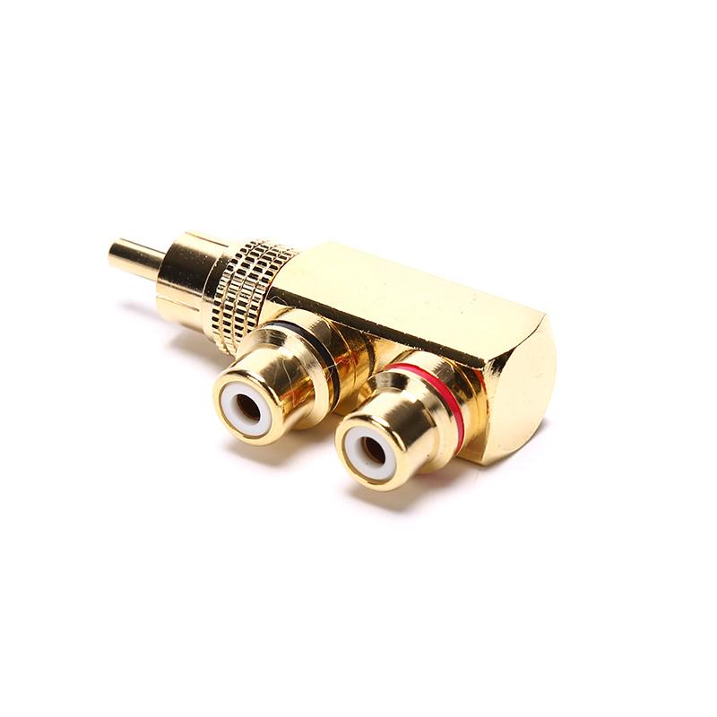 Gold Plated Av Audio Splitter Plug Rca Adapter 1 Male To 2 Female F Connector