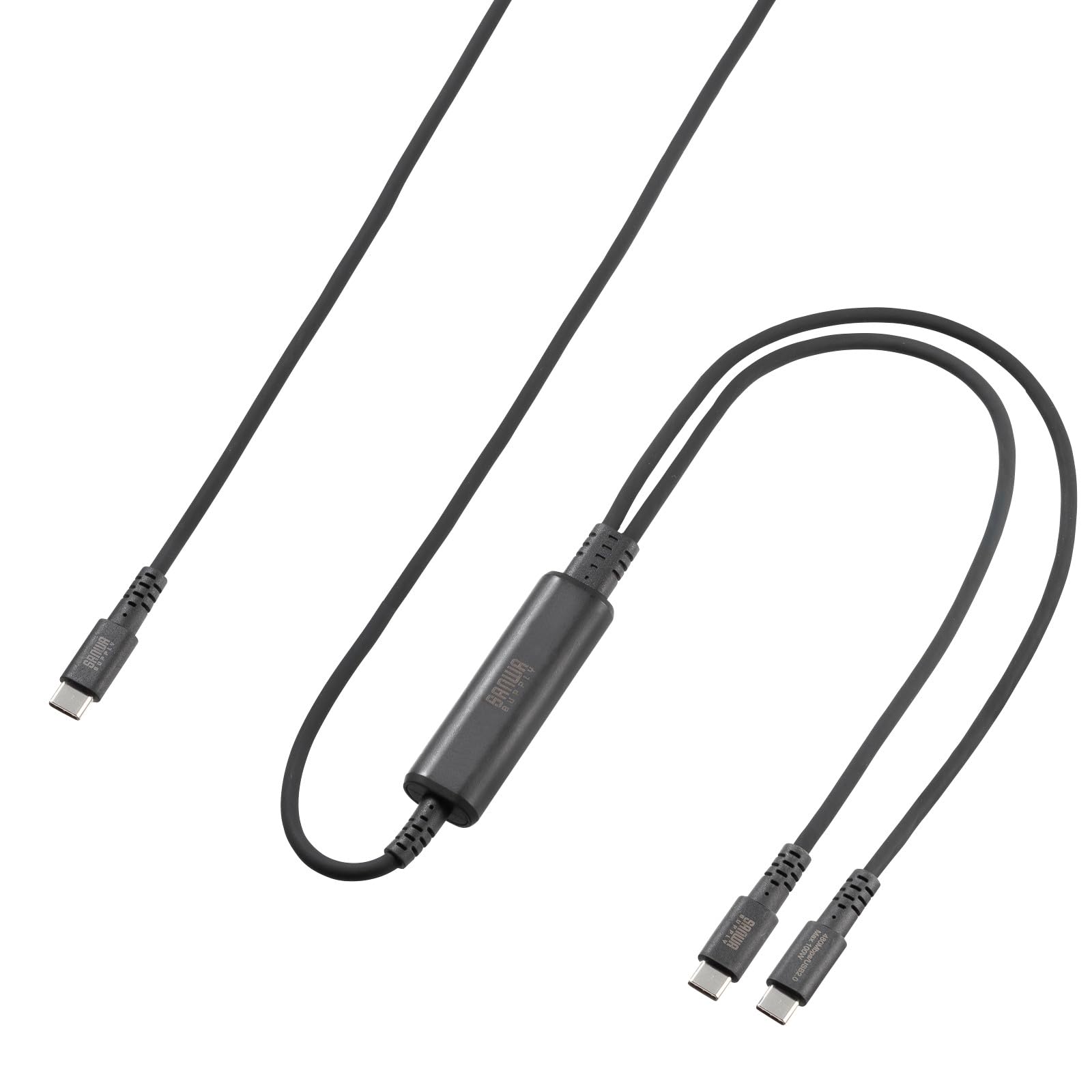 

Sanwa Supply USB Cable Simultaneous Charging 2.0 Type-C (2-Device + Communication, PD100W) KU-CCP100D12BK чорний