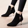 Fashion Autumn Winter Black Warm Booties Pointed Toe Heeled Ankle Boots for Women Comfortable and Elegant Woman Short Shoes On Promotion