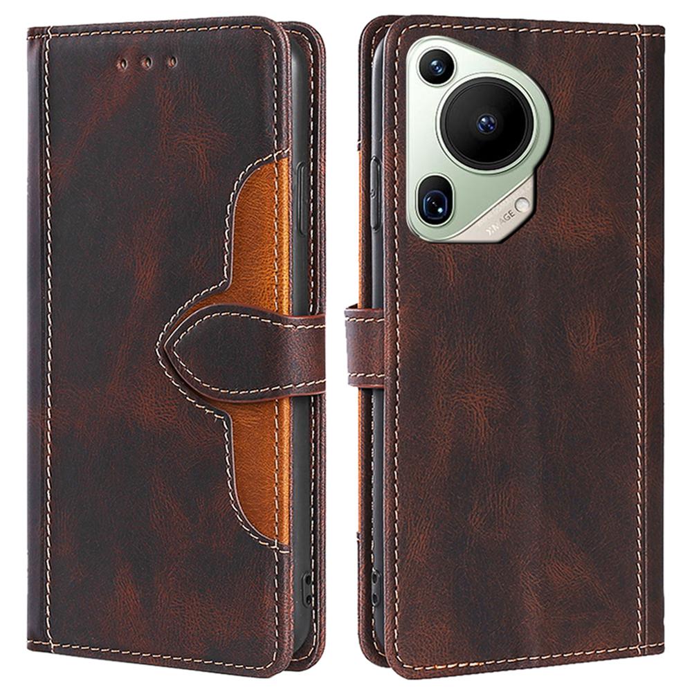

For Huawei Pura 70 Ultra Case Leather Stand Phone Cover Skin Touch Feeling Phone Shell Brown