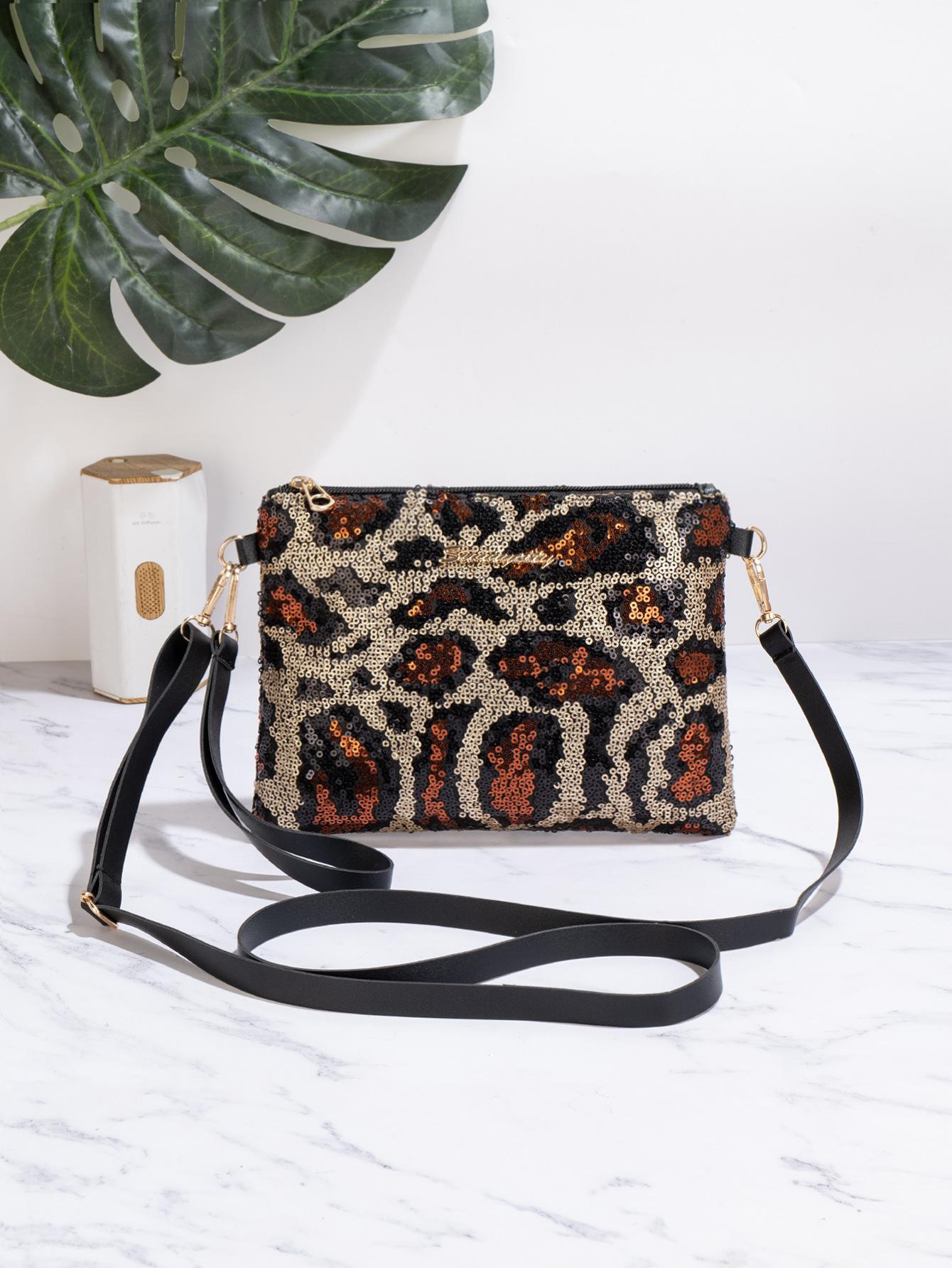 Sparkling Fashion Leopard Print Bracelet Strip Women s Bag Diagonal Cross Carrying High-end Feeling New Dinner Bag Women s Bag Shoulder Clip