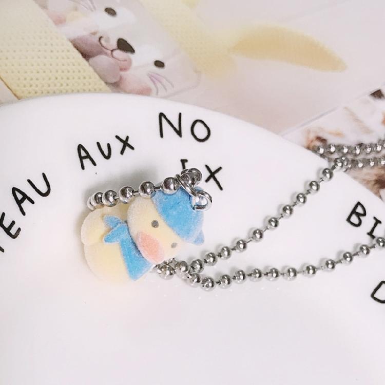 Charming Necklace/Keychain/Ear Hooks with Yellow Duck Pendant for Daily Wear