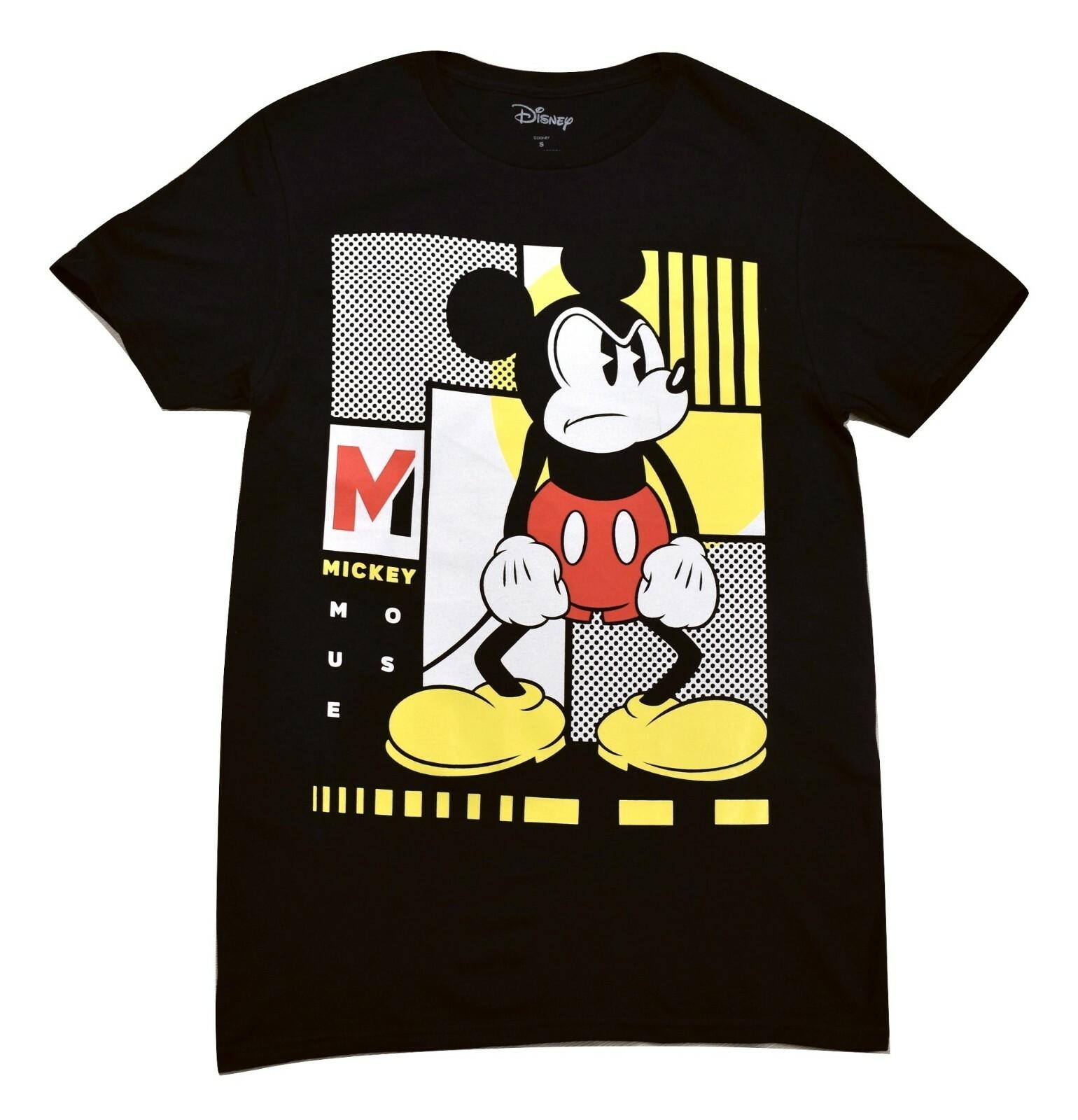 Disney Mens Mickey Mouse Mad Angry Face Black Shirt New Small XL