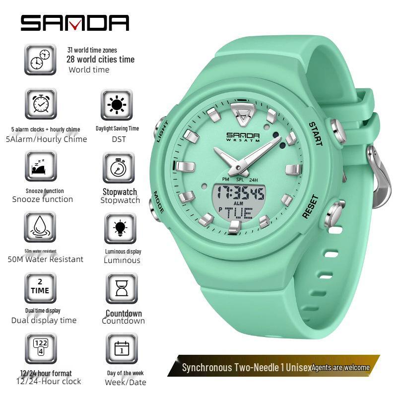 SANDA Dopamine Trend Waterproof Casual Wristwatch for Men and Women
