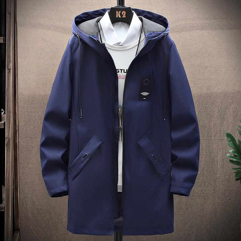 Men's Mid-Length Hooded Trench Coat - Autumn Casual Thin Design