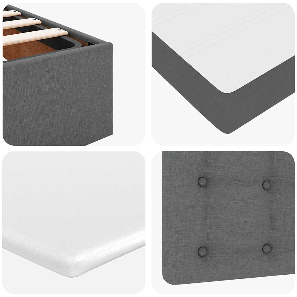 Ottoman Bed with Mattress Dark Grey 140 X 200 Cm Fabric