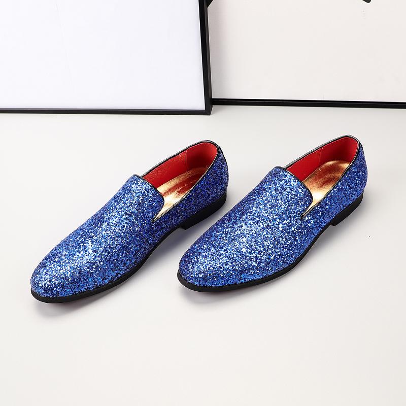 Fashion All-match Male Slip on Flats New Personality Stylish Moccasins Punk Style Low Heeled Loafers Shiny Men Casual Walking Shoes