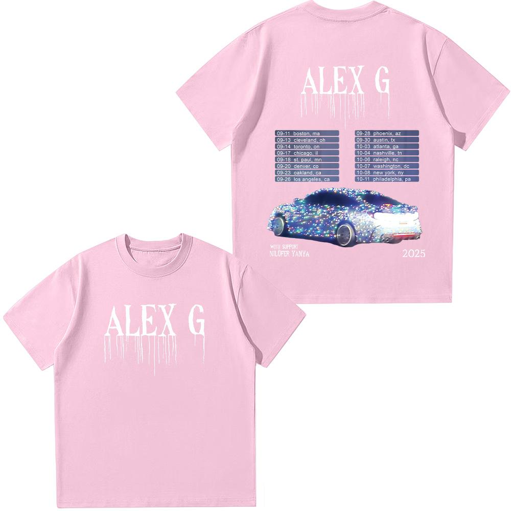 Alex G Umělecké turné 2025 Trička Barevná Módní Grafický Potisk Trička Léto Dámské Ležérní Topy Unisex Vintage Bavlněná Trička Y2K