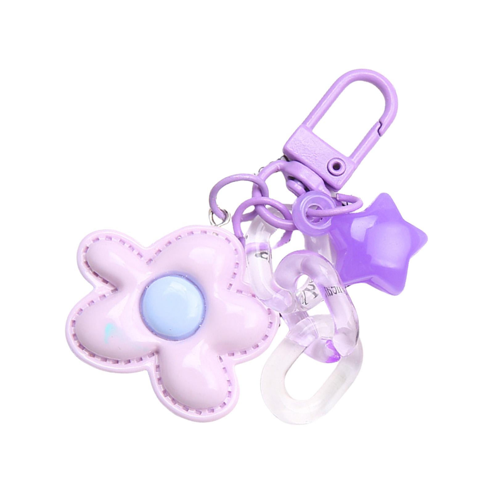

Shiny Five Petal Flower Star Keychain Candy Color Alloy Bag Charm Accessory Decoration For Women Girls Lady фіолетовий