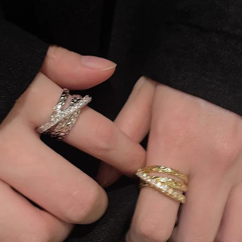 New Unique Design Multi-Layered Zircon Ring For Women Fashionable Daily Accessory Party Jewelry Birthday Gifts
