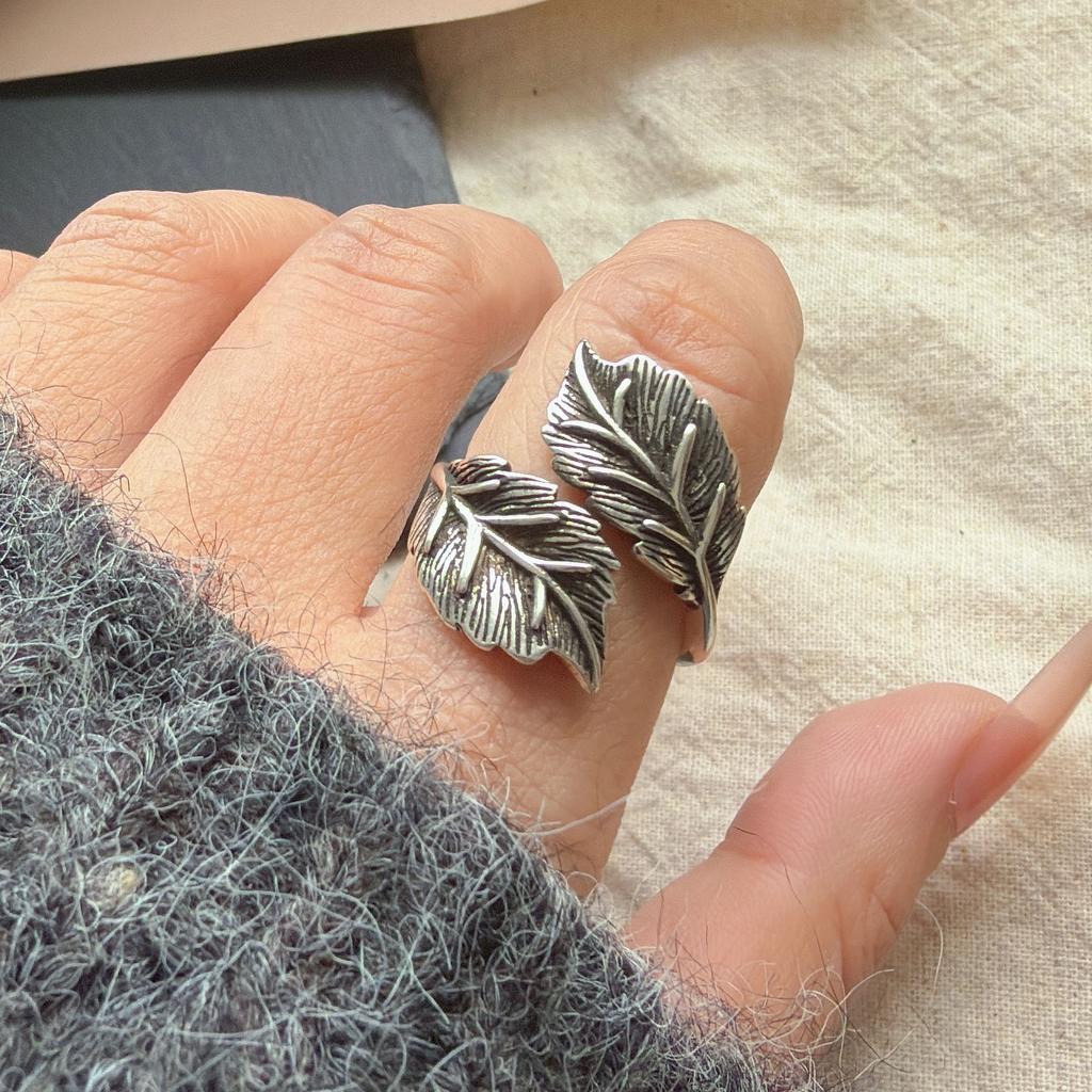 Xiaomi 925 Sterling Silver Rings for Women Couple Minimalist Handmade Simple Retro Leaf Ring Fine Jewelry Gift Prevent Allergy