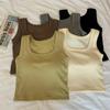 Women's Wide-Shoulder Square-Neck Camisole with Built-In Bra - Versatile Innerwear/Outerwear
