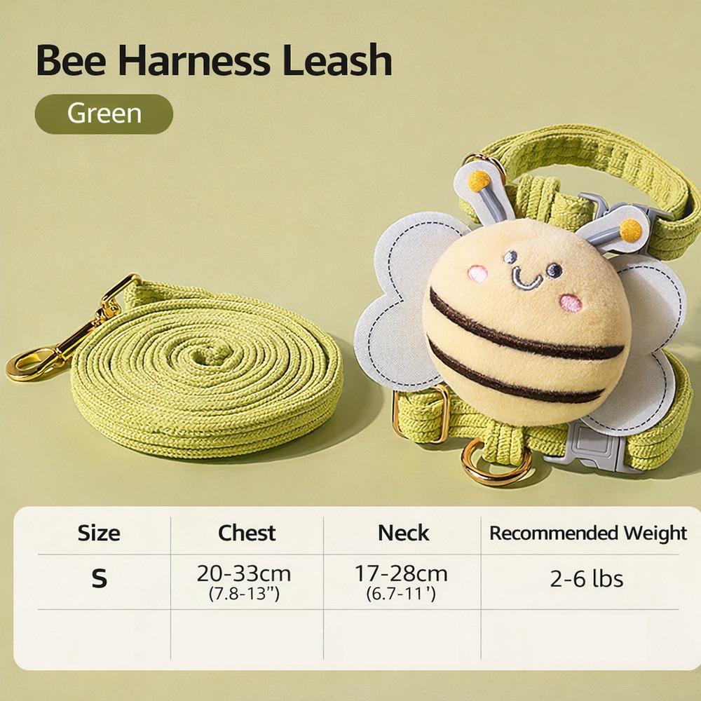 Pet Supplies Cartoon Bee Cat Harness Adjustable Breast Back Harness Pet Collar Portable Leash Set Pet Walking