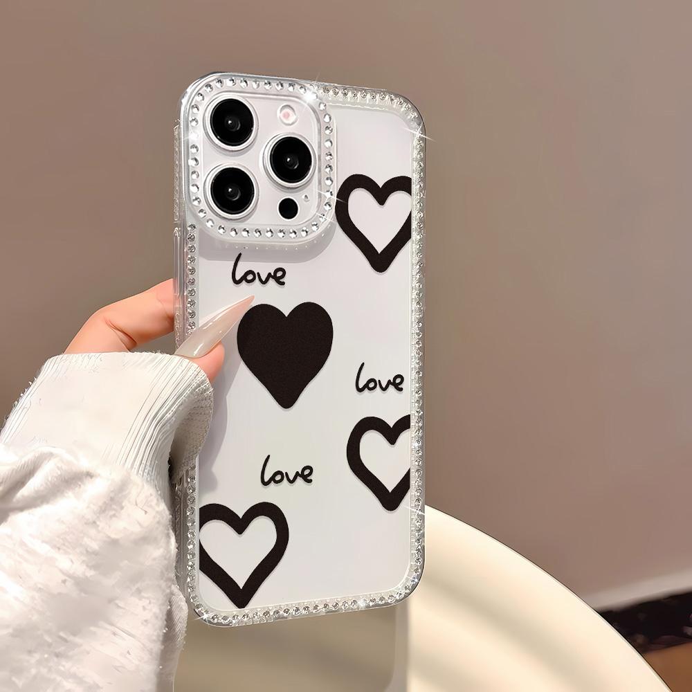 Bracelet Chain Phone Case For iPhone 17 16 15 13 14 for 17Air 17 12 14 16 Pro 17 14 16 Pro Max Sparking Diamond Cute Pattern Hard Cover With Lanyard