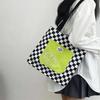 [hgTUP] Little Green Men Tote Bag, Canvas Tote Bag, Large Capacity, Alien Shoulder Bag, Canvas Tote Bag with Zipper and Interior Pocket, Eco Bag, Meet