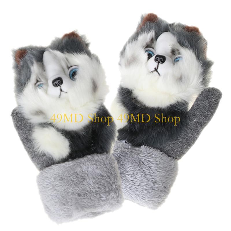 49MD Cartoon Gloves Kids Plush Gloves Mitts Kid Gloves Animal Knit Gloves Winter Mittens Children Gloves