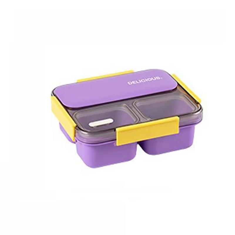 Ланч-бокс бенто 1200 мл с отделениями с крышкой с соусницей для салата фруктов для офисного работника для пикника контейнеры для хранения еды фиолетовый 2435₽