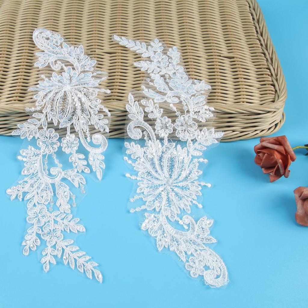 Embroidery Car Bone Pair Flower Wedding Dress Evening Dress Children'S Princess Dress Patch Pair Flower Bride Headdress Jewelry Headband Accessories