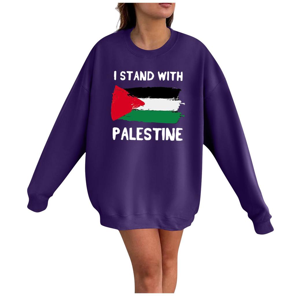 Women's Fashion Loose Casual Printed Long Sleeve Pullover Sweatshirt Top