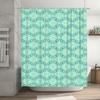 Kaleidoscopic Floral Shower Curtain Mint Green Purple Decor for Bathroom Waterproof Fabric Easy Installation for Home Bathing Es