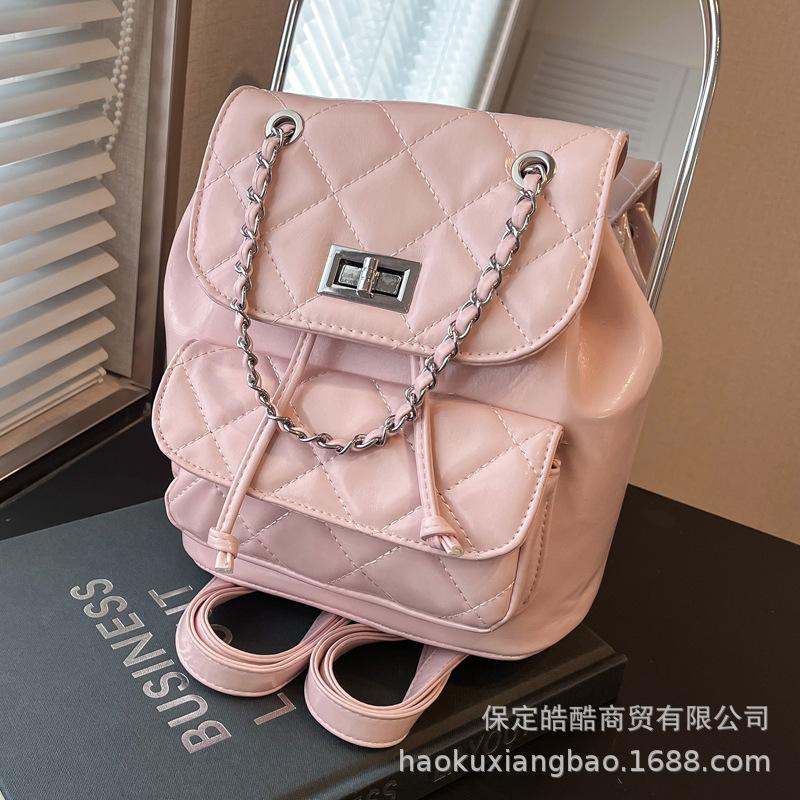 Rautenketten-Rucksack Damen Nischendesign Mode Bucket Bag Lässig Koreanische Version Schultasche Premium Reiserucksack