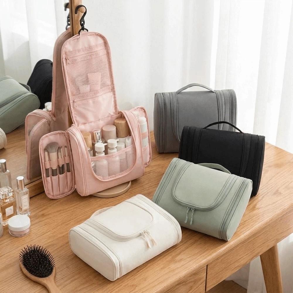 Three Zipper Hanging Toiletry Bag Large Capacity Cosmetic Bag Fashion Make Up Bags Unisex