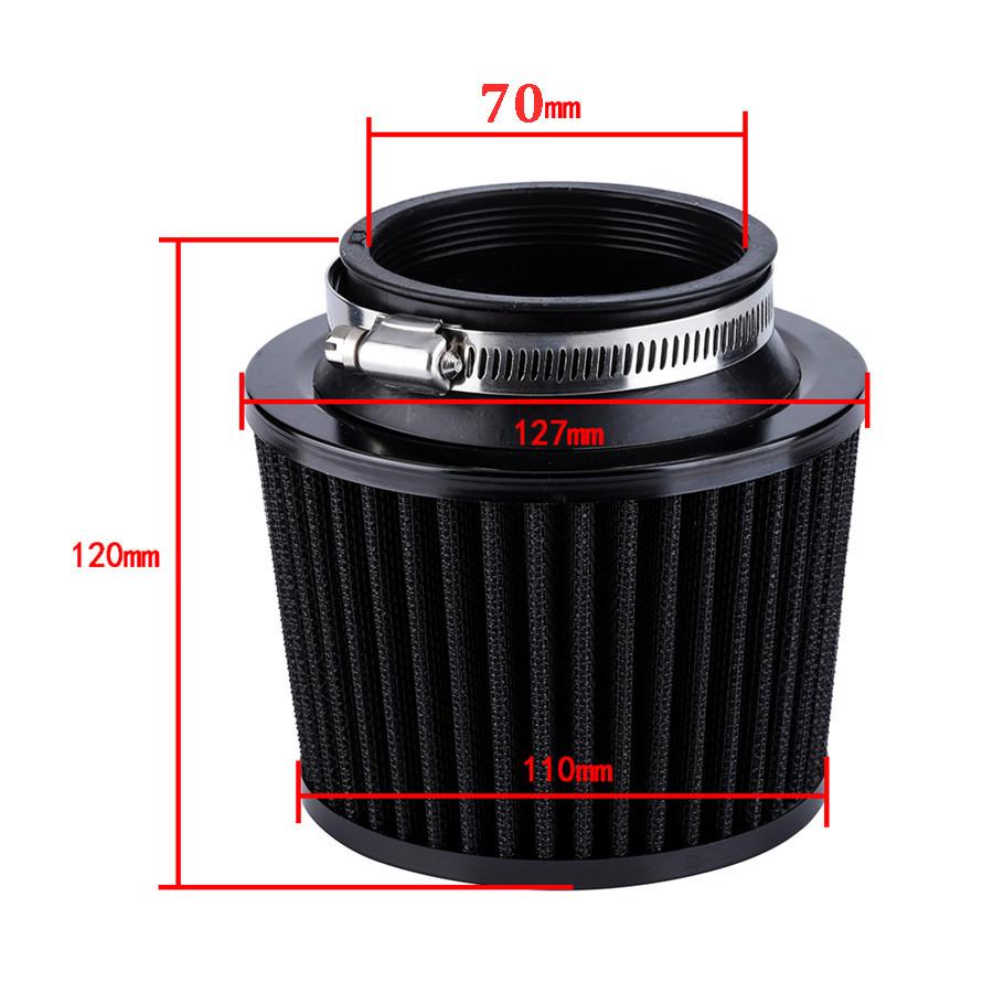 Air Filter 70 Mm High Cold Air Filters 2.75 Inches Black For Car Motorcycle