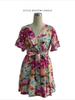 Summer Elegant Women Fashion Floral Print Cross Neck Tie Belt Dress Mature Style French Retro Patchwork Slim Sexy Elegant Women Maxi Dress