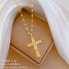 Luxurious Diamonds Encrusted Crucifix Necklace Adjustable Length Chain Accessory For Everyday Or Evening Wear