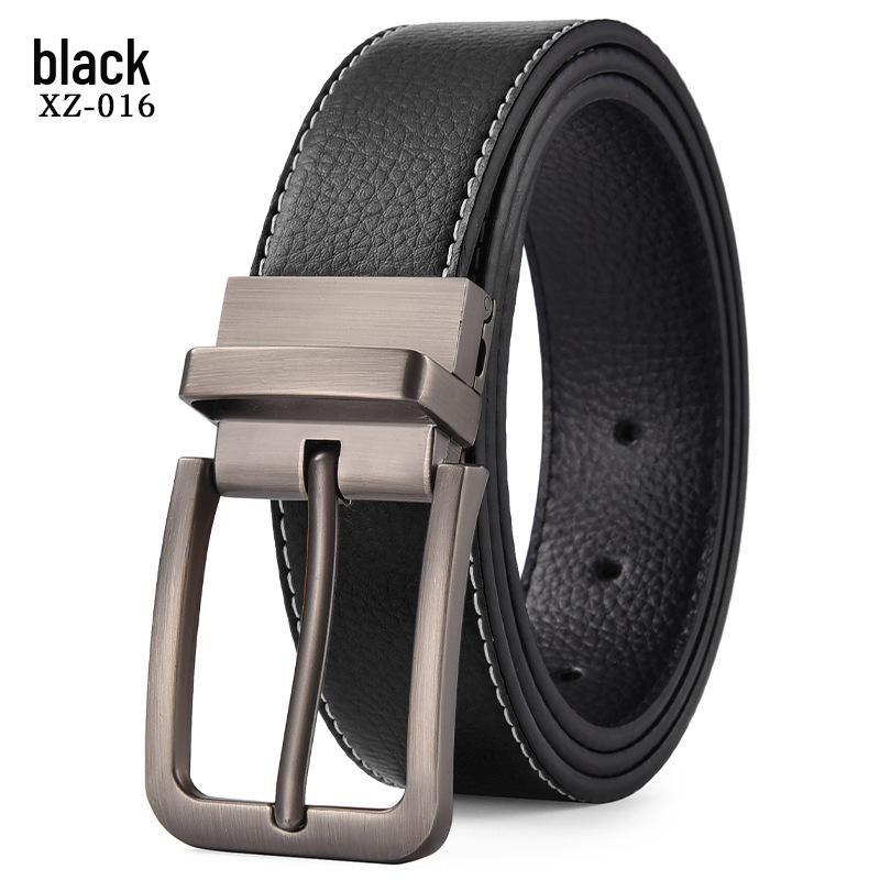 Men's Casual Perforated Leather Belt with Rotating Pin Buckle