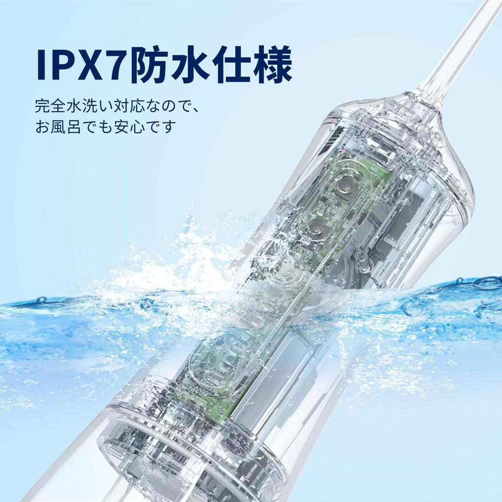 Harune Oral Irrigator Jet Washer with 4 Water Flow 4 Replacement Pulse Water PSI Pressure 300ml Large Capacity Wireless IPX7 Compact Ideal for Oral