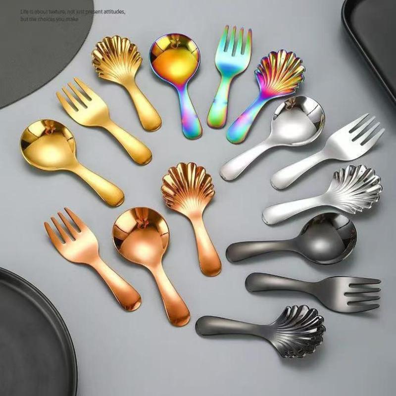 Kurzer Griff Muschelform Eisportionierer Gabel Edelstahl Zucker Salz Löffel Tee Kaffee Dessertlöffel Küchen Gewürzschaufel