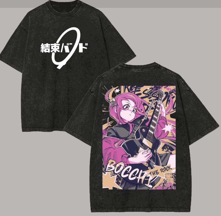 

Bocchi the Rock! Washed T-shirt personality Clothes New Model Anime T-shirt Year round clothing Couples Plus Size Unisex Classic XXXL