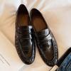 Mocassini Piatte Retro Donna Pelle Morbida Marrone Pieghe Comfort Scarpe da Ufficio Donna Poco Profonde Stile Britannico Scarpe Casual Donna