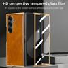 VIETAO Crazy Horse Plain PU Leather Z Fold 7 Case With Screen Protector, Plating Phone Case For Galaxy Z Fold 7 6 5 4 3 2, Brown