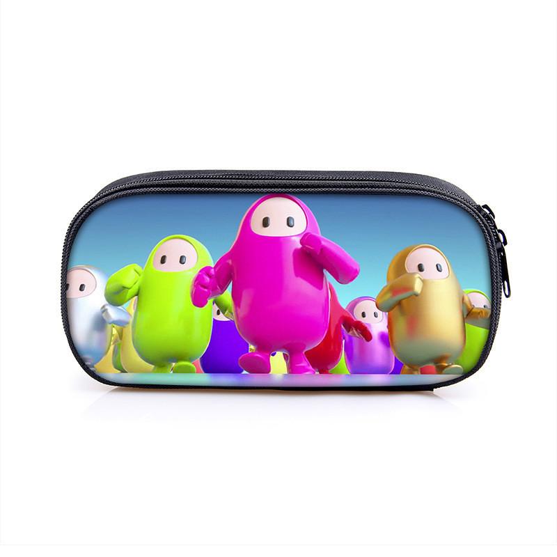 Fall Guys Cartoon Pencil Case For Students With Nylon Material Storage Organizer
