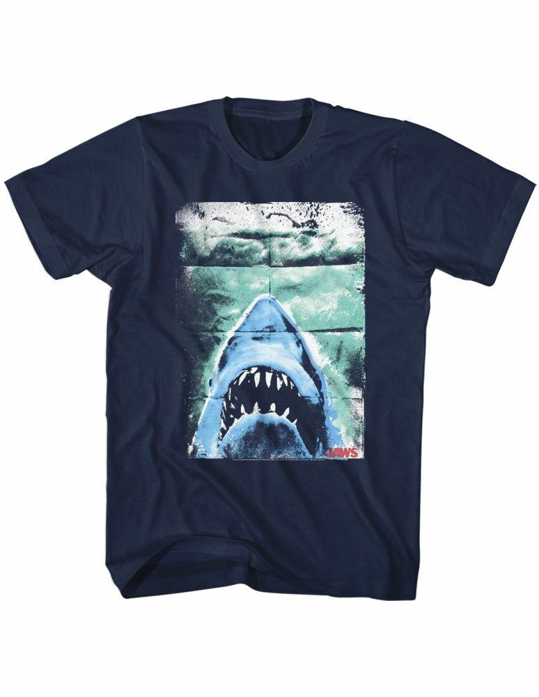 Jaws Folded Poster Navy Adult T-Shirt L
