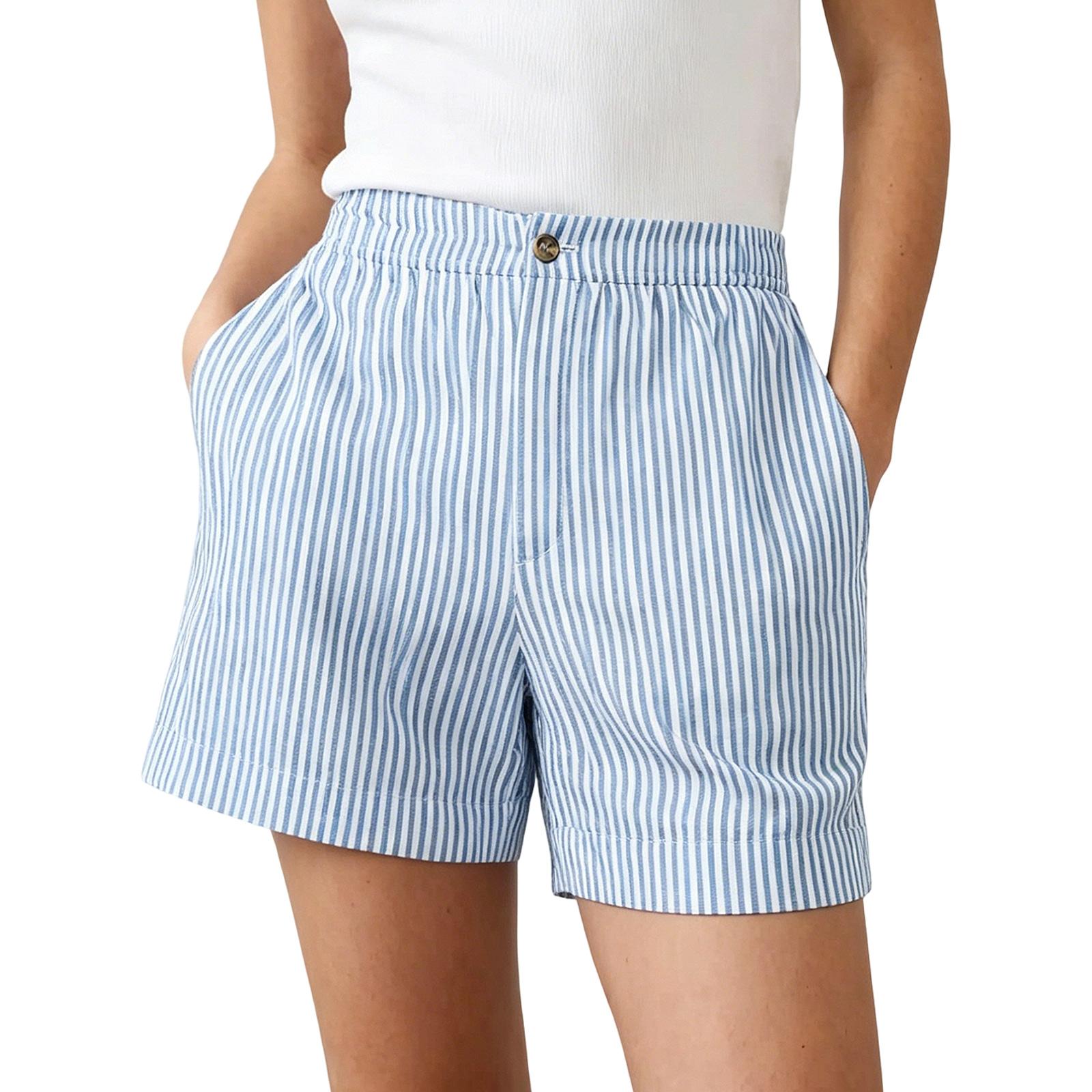 Women s casual loose striped shorts L