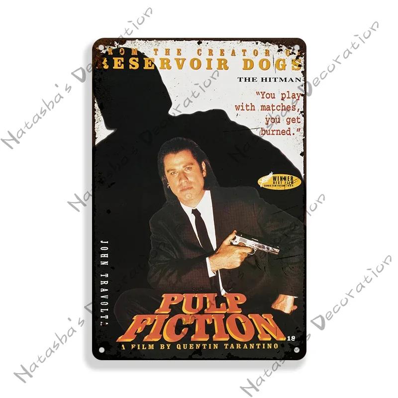 Pulp Fiction Rusty Movie Poster Metal Tin Sign Old Metal Signs Vintage Poster Man Cave Garage Metal Plaque Industrial Decor