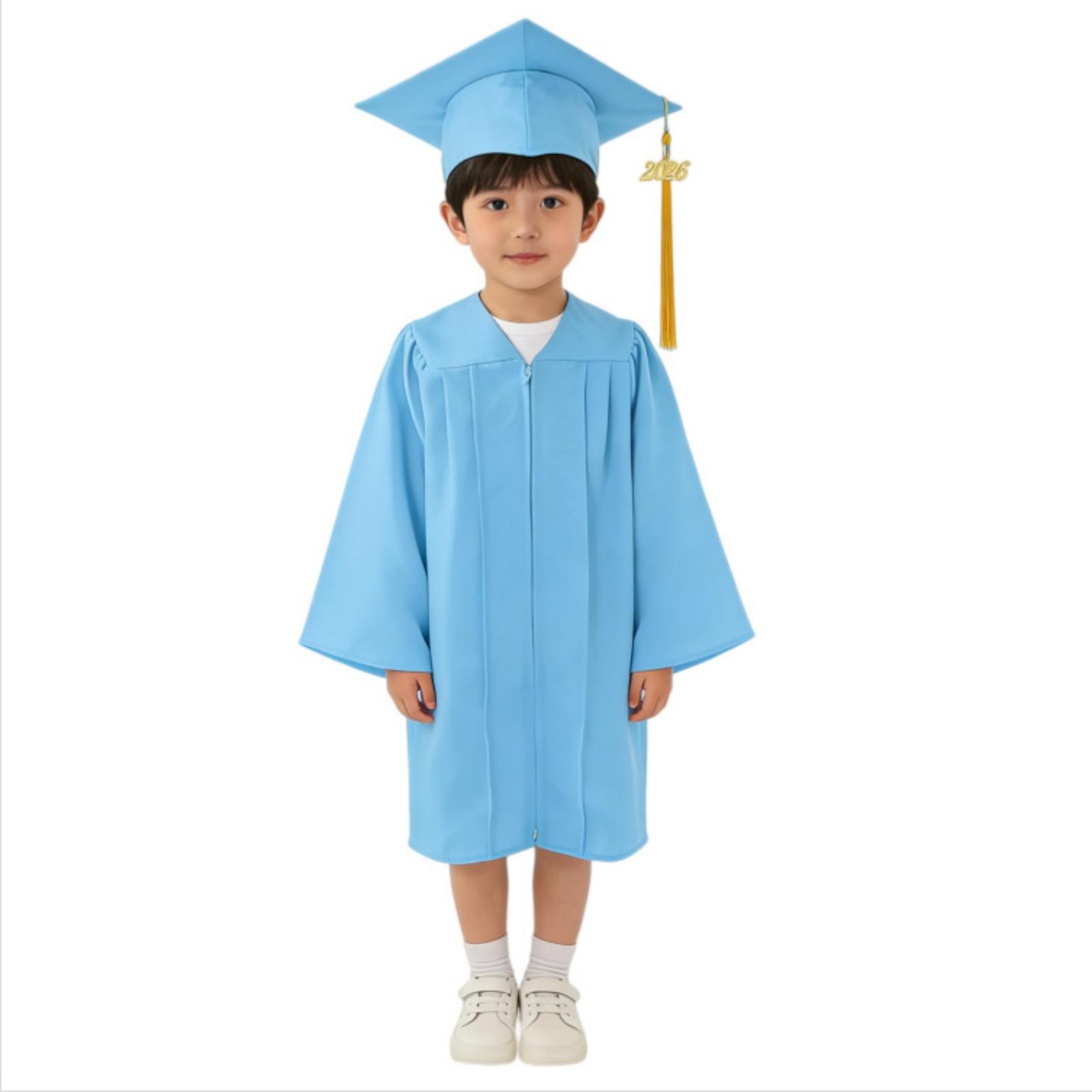 Children Graduation Gown Set Toddler Academic Robe with Cap for Kindergarten School Photo Ceremony 2026 New Style Graduation Outfit M