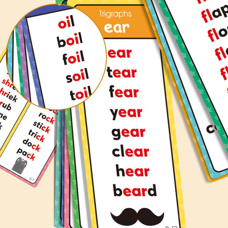 60 Sheets Teacher Teaching Aids Montessori Phonics Word Lists Cards English Vocabulary Building Learning Flashcards
